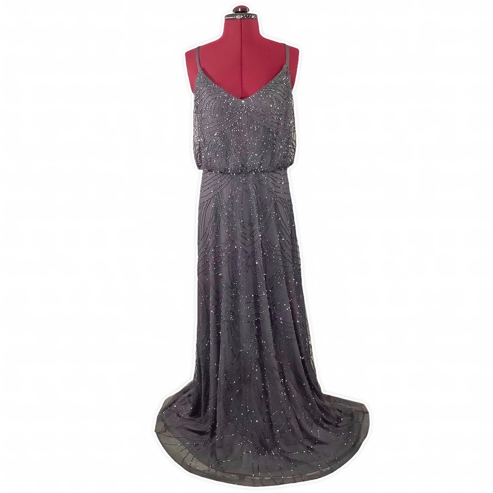 🎉HP🎉 💎ADRIANNA PAPELL Purple Embellished Gown - Picture 2 of 11